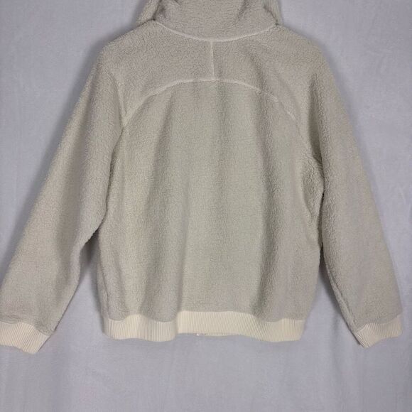 Athleta White Tugga Jacket II Sherpa Zip Up Bomber Jacket Size Medium - Picture 11 of 12